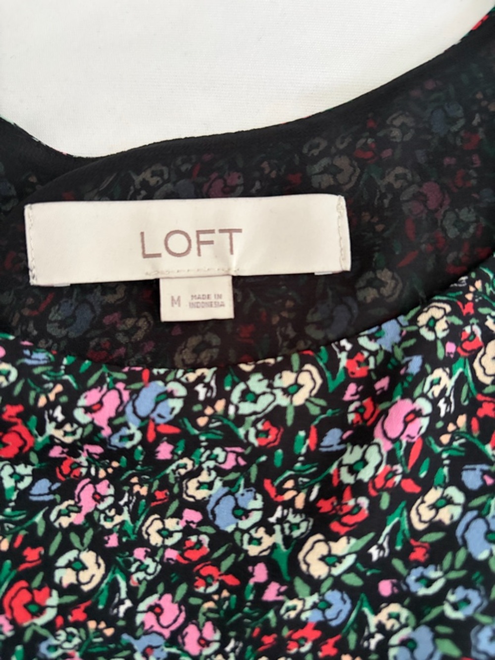 LOFT Black Floral Mix Sleeveless Top
